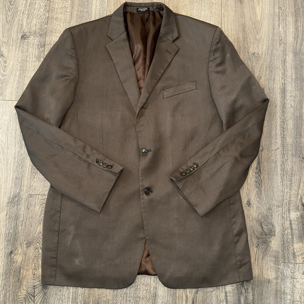 Jones New York Wool Blend Sport Coat Mens 44 L Brown Blazer Suit Jacket 2 Button